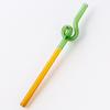 Ins de dos niños Vitral Pajita Retorcida Resistente al Calor Palillo para Café Tubo de Vidrio Curvo Lindo No Desechable