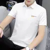 Camiseta de manga curta masculina para trabalho com gola e lapela polo cinza com gola top polo de verão roupas manga meia 1/2 peça