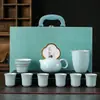 Juego de Té Set Horno Ru Juego de Té Kung Fu Taza de Té Tetera Xishi Taza Corazón Caja de Regalo Empaque Sala de Estar Oficina Regalo de Negocios
