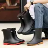 Botas de chuva masculinas, novo estilo, comprimento médio até a panturrilha, impermeáveis, antiderrapantes, duráveis, quentes, adequadas para pesca, uso na cozinha e como botas de trabalho