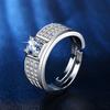 Moda dominante anillo de cuatro garras para hombre con dos filas de diamantes anillo joyería creativa para boda una generación de cabello