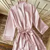 Novo Pijama de Seda Gelada de Alta Qualidade para Primavera e Outono Feminino, Roupão com Amarração, Roupa de Casa Leve, Camisola Cardigan