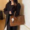Bolsa Tote de Lona Estilo Coreano Retrô com Estampa de Leopardo, Bolsa de Ombro Grande e Versátil da Moda para o Dia a Dia, Bolsa Tote Casual Relaxada