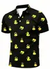 Camisa polo casual de manga corta para hombre, transpirable, de secado rápido, con estampado digital 3D de patito amarillo, para primavera y verano, transfronteriza