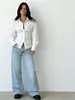 Exclusivo para ventas transfronterizas 2026 Camisa corta de manga corta para mujer con textura estilo europeo y americano, con fruncido en la cintura, adelgazante y top corto con volantes