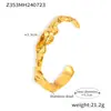 Pulsera Europea y Americana de Venta Caliente Transfronteriza Irregular Martillada Ondulada Distintiva Abierta Acero Inoxidable Chapado en Oro de 18K Artesanías para Mujeres