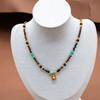 Collar con Colgante de Calabaza Estilo Maillard para Primavera y Verano, Cadena para Suéter con Piedra Ojo de Tigre y Perlas, con un Toque de Lujo Ligero y de Alta Gama para Mujeres de Nicho