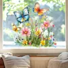 Novos Adesivos de Flores e Borboletas para Decoração de Janela de Quarto, Adesivos Estáticos Florais Anticolisão para Vidro sem Adesivo
