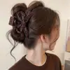 Pinza para el Cabello de Felpa Color Café Melard para Mujer, Otoño e Invierno, Pinza de Tiburón para la Parte Posterior de la Cabeza, Accesorio de Cabello de Alta Gama para Coletas Bajas