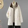 Otoño Invierno 2026 Nuevo Literario Algodón Plumón Ropa de Algodón para Mujer de Longitud Media Holgada Tallas Grandes Ligera Cálida Ropa de Algodón Chaqueta para Mujer
