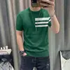 Suéter redondo de manga corta simple y versátil para hombre, camiseta interior de punto, nueva camiseta fina de media manga para hombre primavera 2025