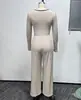 Moda Feminina Internacional Amazon Outono e Inverno Europeu e Americano Slim Curto Sexy Cor Contrastante Camiseta Top Conjunto de Calça para Mulheres