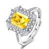 Suministro de transmisión en vivo Color Nacional Nuevo Super Flash con color de mercancía anillo de diamantes diseño cuadrado anillo de citrino rojo púrpura deslumbrante