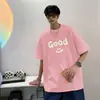 Camiseta Retro Americana de Manga Corta para Hombre, Verano, Algodón Puro de Peso Pesado, Marca de Moda para Adolescentes, Camiseta de Media Manga Holgada y Versátil