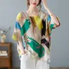 Roupas Femininas Plus Size Cruzamento Europeu e Americano 100kg Gordura mm Camiseta Solta Camisa de Base Feminina Redutora de Idade Manga Morcego Top Feminino