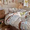 Juego de Cuatro Piezas de Gasa de Doble Capa Ultra Suave Clase A de Ropa de Cama de Algodón Puro, Grado Materno e Infantil, Adecuado para Dormir Desnudo, Incluye Sábana Bajera y Funda de Edredón, Juego de Tres Piezas