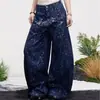 Calça Jeans Larga com Strass Transfronteiriça para Mulheres, Novo Jeans Fino Solto de Cintura Média e Perna Reta para Homens Primavera/Verão