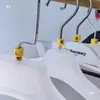 Amarillo negro texto tamaño hebilla código de letra tamaño etiqueta tienda de ropa etiqueta de ropa colgador de plástico anillo de tamaño redondo