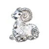 Ornaments de cristal de antílope cortados finamente direto da fábrica, ornamentos de cristal de carneiro mascote dos 12 signos do zodíaco de alta transparência para desktop