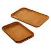 Bandeja Imitación Madera Rectangular de Plástico para Té Plato de Cena Plato de Almacenamiento para Taza de Agua del Hogar Cafetería Plato de Madera para Pan