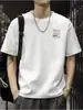 Camiseta Masculina de Algodão Puro Manga Curta Verão Novo Estilo Marca Americana Tendência Top de Meia Manga Solto Casual Versátil