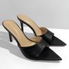 Pantuflas Elegantes de Satén con Tacón Alto para Mujer en Verano, Hermosas y Versátiles, Zapatos Simples de Una Sola Correa con Tacón de Aguja y Punta Fina, Atuendo Exterior Sexy