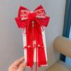 Após o Vento Chinês Pressão Antiga Roupa Chinesa Adorno de Cabeça Adorno de Cabeça para Meninas Grampo de Cabelo Vermelho para Meninas Adorno de Cabeça Laço de Ano Novo