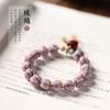 Pulsera de loto de un solo círculo con esmalte de hada Mori semi-azúcar color púrpura crepuscular, buena suerte, para amigas, regalo pequeño