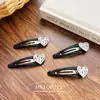Elegante y Lujoso Clip para el Pelo de Satén con Forma de Corazón de Pedrería, Clip BB, Textura Exquisita, Clip para Flequillo, Accesorio para el Cabello para Mujeres