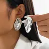 Pendientes Asimétricos Ovalados Exagerados Estilo Ins Plegados Metálicos Brillantes Joyería Transfronteriza Europea y Americana