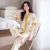 Pijama de Mujer Verano Algodón Mujer 2025 Nuevo Verano Pantalones Cortos Manga Corta verde aguacate Ropa de Casa Verano