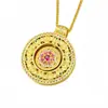 Mismo Estilo que la Joyería Dorada, Oro de Arena Antigua Incrustado con Diamantes, Colgante de Brújula Auspiciosa Giratoria, Brújula de Girasol Chapada en Oro de Cobre
