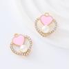 Colgante de Aleación Transfronterizo con Diamantes Incrustados y Perla, con Collar Pulsera Accesorio de Gota de Aceite en Forma de Corazón, Colgante de Amor en Forma de Corazón