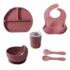 Venta Caliente Transfronteriza Juego de Platos para Bebé Suplemento de Comida para Bebé Plato y Tazón de Silicona Grado Alimenticio Vajilla de Alimentación para Niños Venta al por Mayor