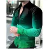 2026 Camisa de Manga Larga Estampada en 3D para Hombre de Venta Caliente Europea y Americana Moda Tendencia Cárdigan Superior de Lunares Degradados