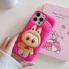 Funda para teléfono móvil de silicona con soporte estéreo 3D de dibujos animados Labubu, adecuada para Iphone16Promax/15/14, anticaída