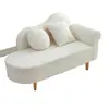 Sofá-cama chaise lounge pequeno de couro de cordeiro cor creme para apartamento sofá mini para quarto de casa cadeira de sofá madeira