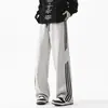 Pantalones de Chándal Rayados Estilo Americano para Hombre, Pantalones Deportivos de Marca Tendencia Otoño, Pantalones Largos Casuales Versátiles de Pierna Recta y Pierna Ancha de Alta Moda