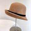 Hebilla de Cinturón Vintage Sombrero de Pescador para Mujer, Sombrero de Lana Tejida Cálido para Otoño e Invierno, Sombrero de Pescador Versátil de Ala Tridimensional Estilo Hepburn