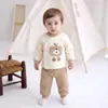Roupas de bebê, outono e inverno, três camadas quentes, conjunto de cintura alta, unissex, algodão puro, grau A, conjunto de pijama de duas peças