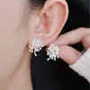 Aguja de Plata S925 Modelo Nuevo 2025 Micro-incrustación Circonita Brillante Fuegos Artificiales Perla Pendientes Diseño de Nicho Pendientes de Alta Gama