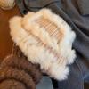 Chapéu de pele de coelho de designer feminino de inverno chapéu de malha espessado chapéu de pescador pequeno que afina o rosto chapéu de lã quente chapéu de leão de pelúcia