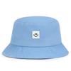 Zhenyueqi Primavera e Outono Nova Etiqueta de Couro Smiley Chapéu de Pescador para Homens e Mulheres Rua All-match Guarda-sol Chapéu de Bacia para Casal