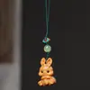 Sándalo Verde Sándalo Rojo Sándalo Barbie Tallado Tifu Conejito Lindo Cadena para Teléfono Móvil Llavero de Pareja Colgante para Mochila