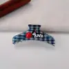Novo Prendedor de Cabelo Grande Xadrez Azul com Design de Cachorrinho Fofo para Meninas, Adequado para Penteados Presos, Acessório de Cabelo Tipo Pinça Tubarão