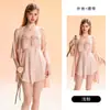 Pijama sexy DZ Guiruo con diseño de huecos, seductor con copas en el pecho, dulce conjunto de camisón y bata floral de satén para mujer S7170