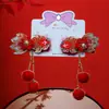 Horquilla Roja de Año Nuevo Estilo Chino para Niños, Adorno para el Cabello de Año Nuevo para Niñas, Accesorios para el Cabello Hanfu Estilo Antiguo, Horquilla con Borla para Niñas Pequeñas