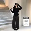 Pantalones de traje de mujer de alta gama a la moda con botones ocultos, nuevos estilos de primavera y otoño, adelgazantes, fluidos, de cintura alta, corte holgado, versión estrecha, pantalones de pierna ancha