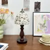 [Transfronteiriço] Luminária de cabeceira com toque vintage americano, ambiente de sala de estar de alta qualidade, luminária de mesa com abajur de vidro para quarto retrô