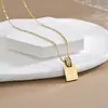 Carta de Amor Diseño de Carta Circular Nicho Zircón Collar Colgante Cuadrado Cadena para Clavícula que No se Desvanece Cadena de Cuello Simple Estilo Nuevo